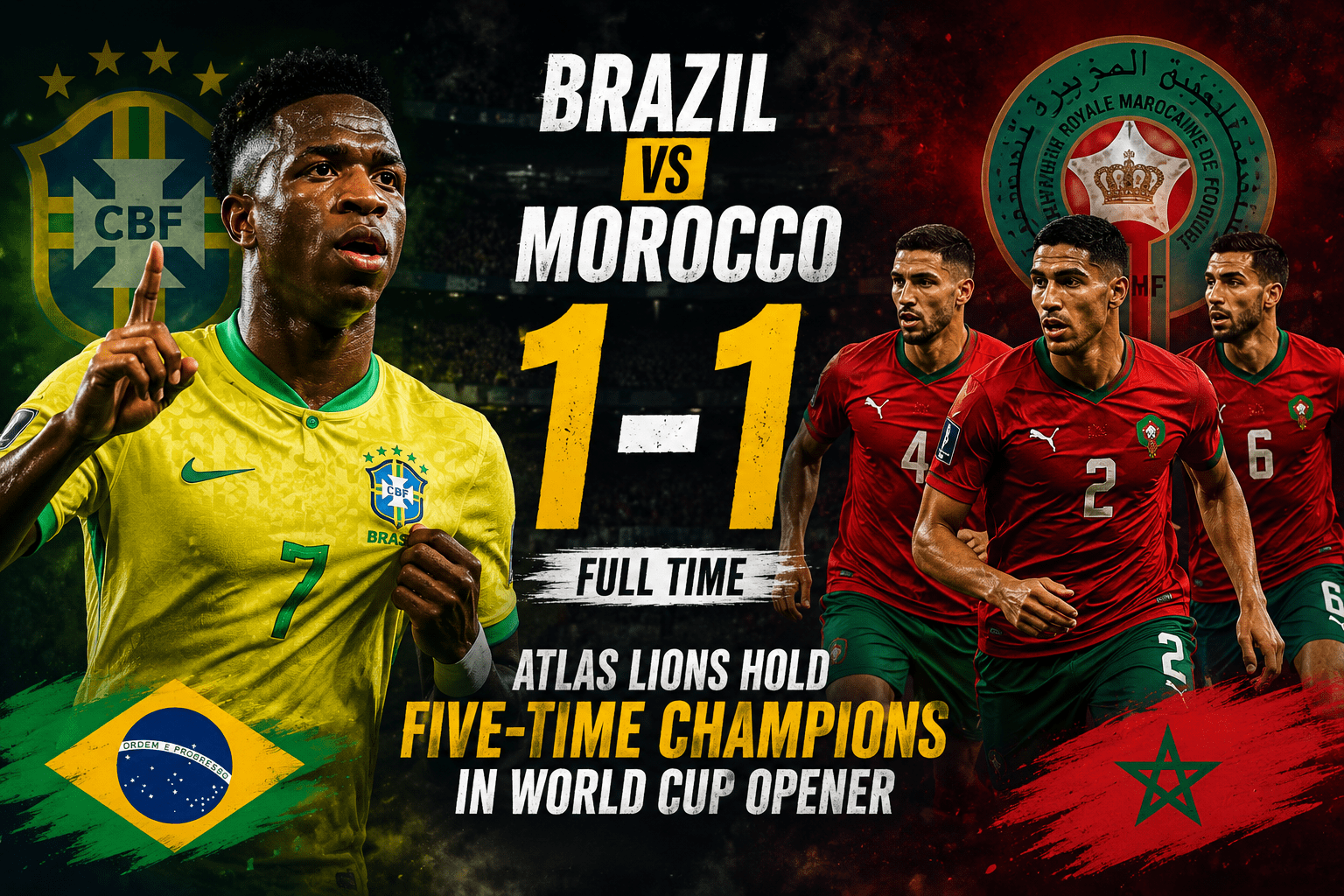 Atlas Lions Hold Five-Time Champions in World Cup Opener