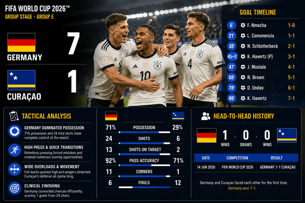 Germany secured a dominant 7-1 victory