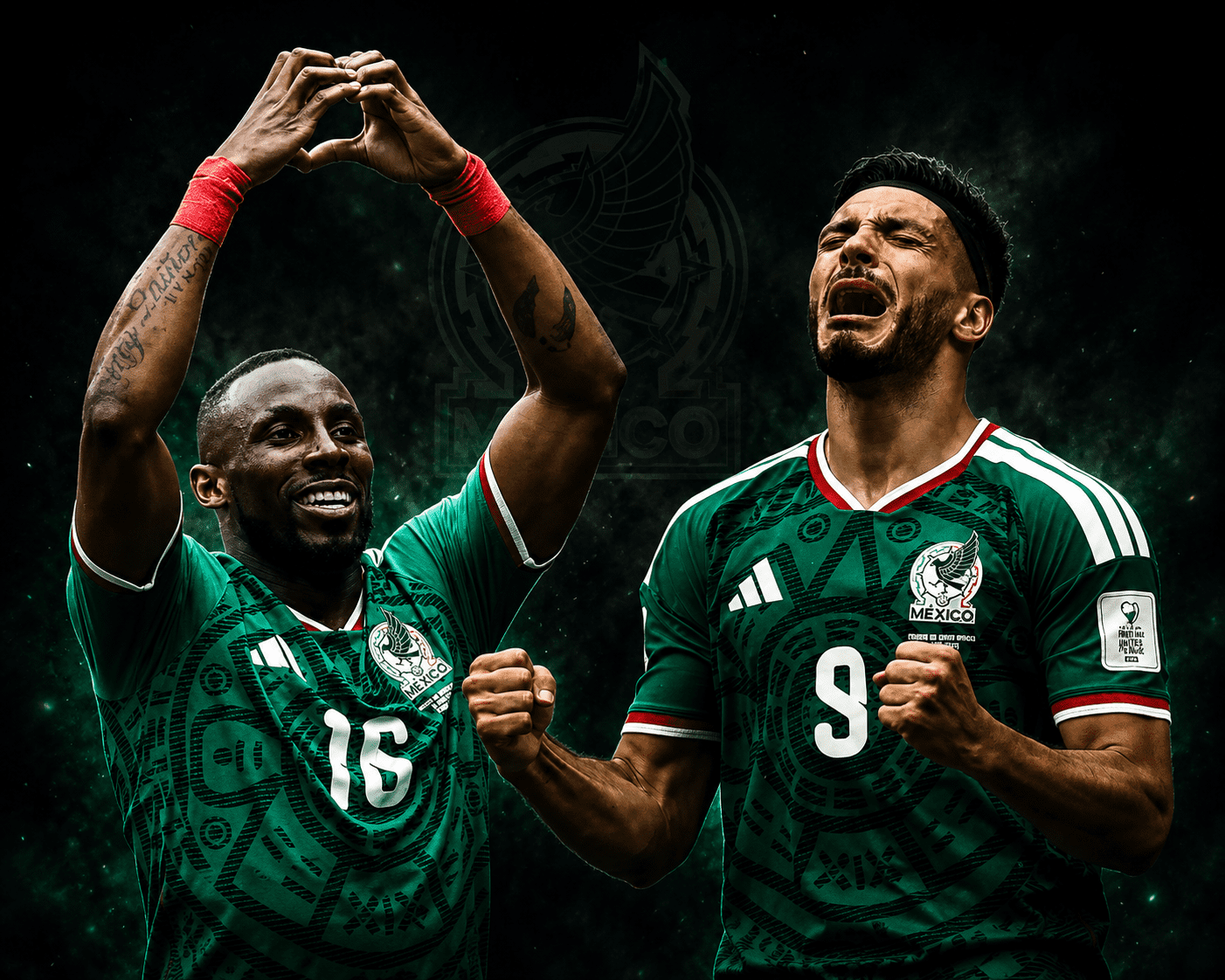 Mexico players celebrate after defeating South Africa 2-0 in the FIFA World Cup 2026 opening match at Estadio Azteca.